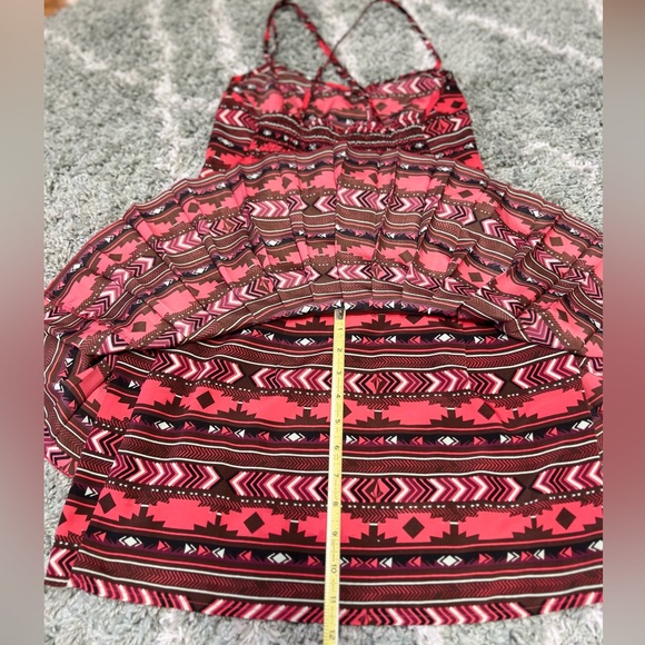 VOLCOM ❤️🤎🖤pleated skater dress tribal <<arrow pattern>> FALL COLOR palette🍁 - Picture 2 of 14